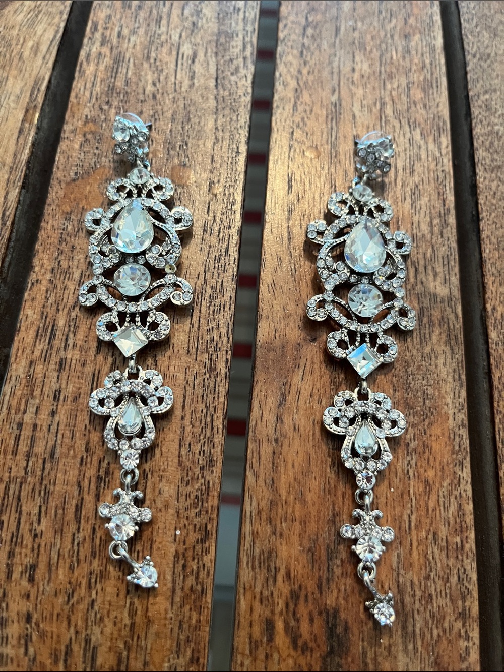 Elegant Silver Crystal Chandelier Drop Earrings